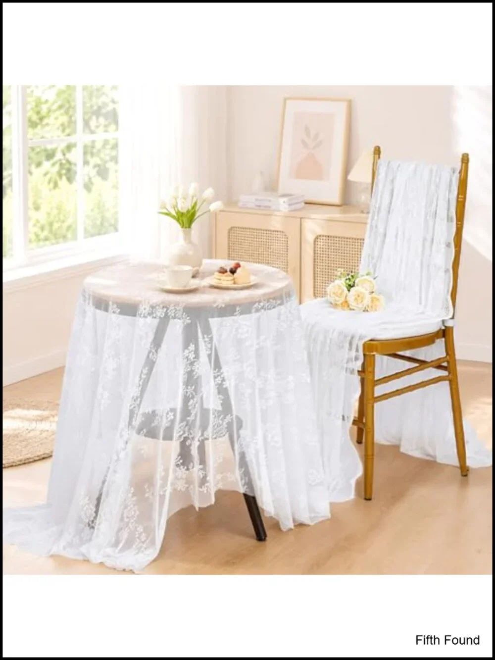 Vintage Lace Tablecloth 59x120 Inch Rectangular Floral Fabric for Weddings Tea